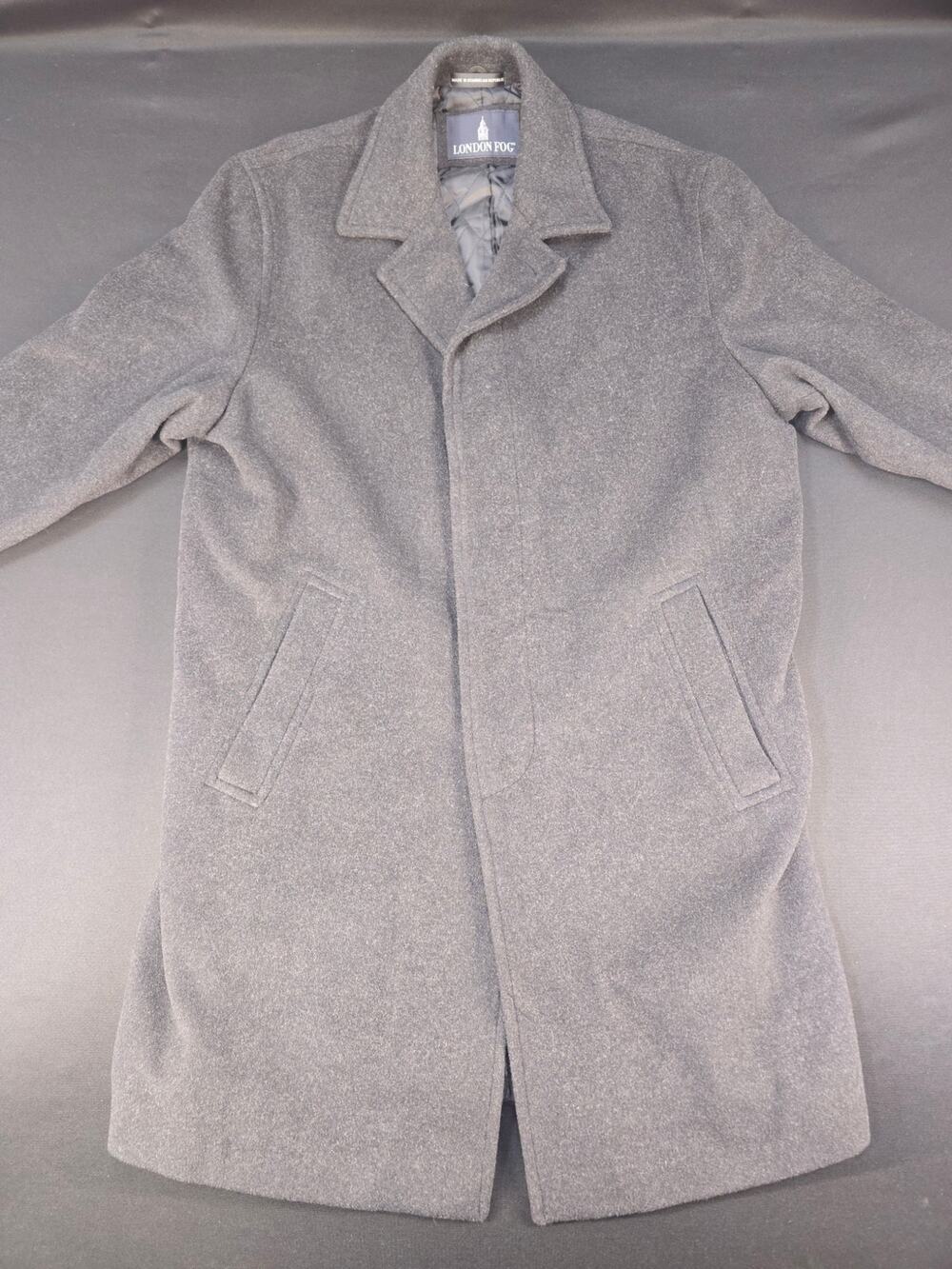London‎ Fog Men's Trench Coat Size Medium Black Full Length Classic Rain Coat